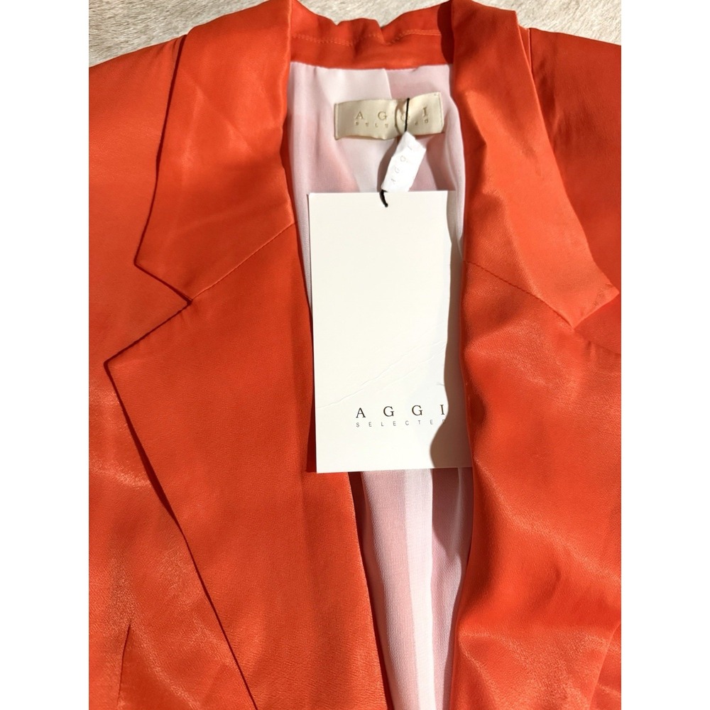 AGGI Bellamy Satin Nasturtium Blazer in Orange silk womens sizs medium New W/Tag - Picture 6 of 8